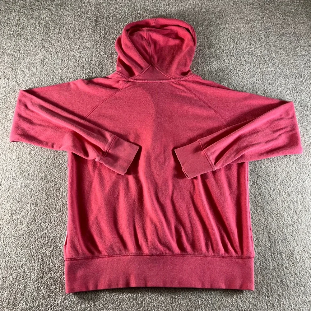 Nike Full Zip Hoodie Womens Large Pink White Sporty Raglan Fleece Jacket